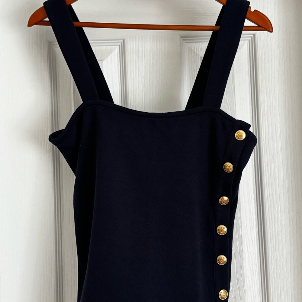 J. Crew Navy Tank with Gold Buttons